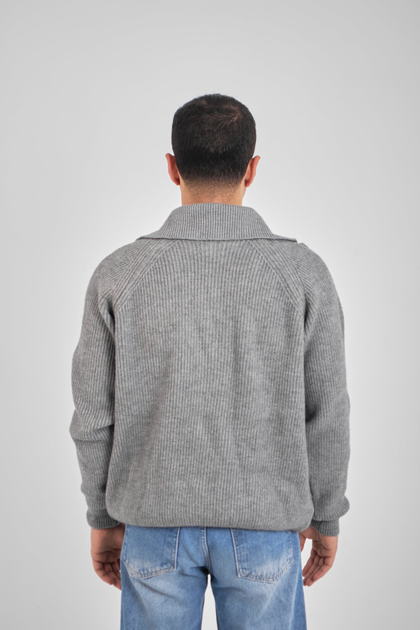 Gray Knitted Sweater Full Zip