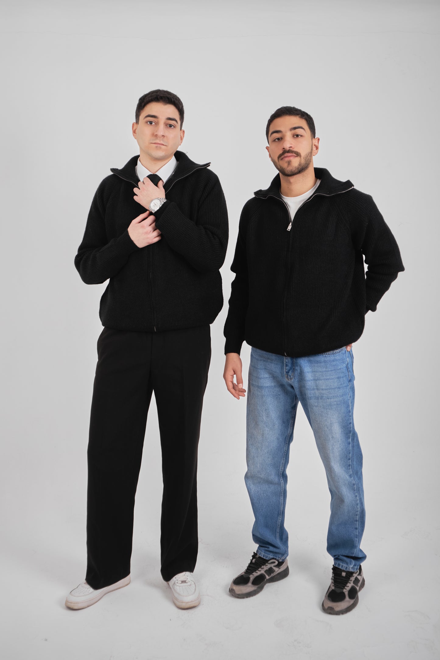 Black Knitted Sweater Full Zip